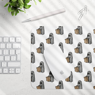 Halloween, Cute Ghost Grey, Trick Or Treat, Boo Mouse Mat