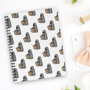 Halloween, Cute Ghost Grey, Trick Or Treat, Boo Notebook