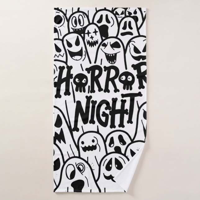 Halloween cute ghost icon in various style, patter bath towel (Bath Towel)