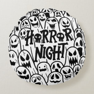 Halloween cute ghost icon in various style, patter round cushion