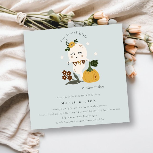 Halloween Cute Ghost Little Boo Baby Shower Invite (Creator Uploaded)