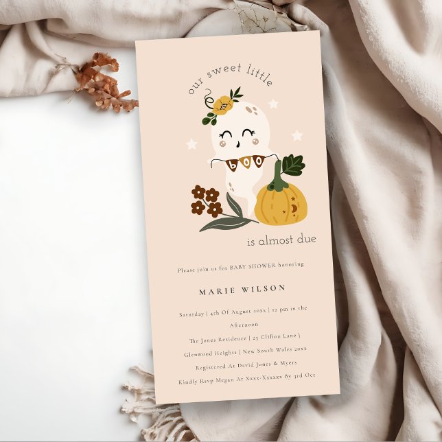 Halloween Cute Ghost Little Boo Baby Shower Invite (Creator Uploaded)