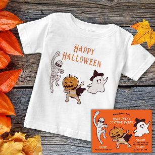 Halloween Cute Ghost, Mummy, Pumpkin Monster Baby T-Shirt