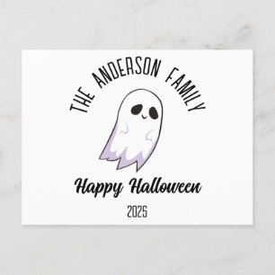 Halloween Cute Ghost Personalised Name Year Holiday Postcard