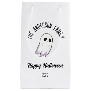 Halloween Cute Ghost Personalised Name Year Small Gift Bag