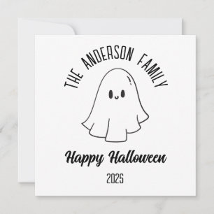 Halloween Cute Ghost Personalized Name Year Holiday Card