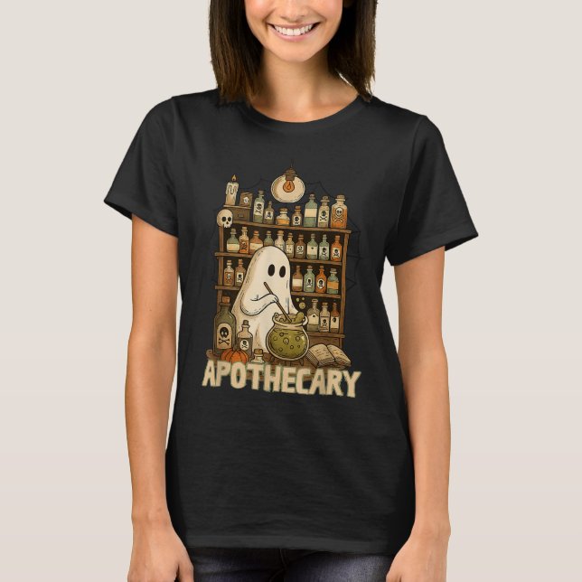 Halloween Cute Ghost Pharmacy Tech Apothecary Witc T-Shirt (Front)
