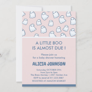 Halloween cute ghost pink baby shower invitation