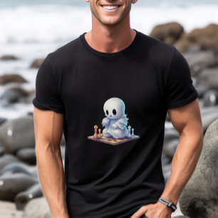 Halloween Cute Ghost Playing Chess T-Shirt