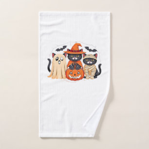 Halloween Cute Ghost Pumpkin Cat Classic T-Shirt_1 Hand Towel