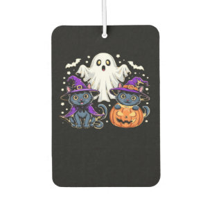 Halloween Cute Ghost Pumpkin Cat Classic T-Shirt_3 Car Air Freshener