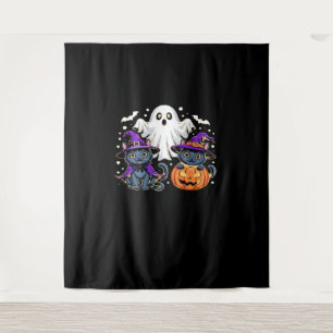 Halloween Cute Ghost Pumpkin Cat Classic T-Shirt_3 Tapestry