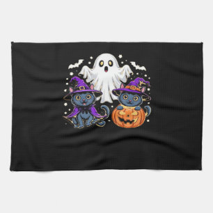 Halloween Cute Ghost Pumpkin Cat Classic T-Shirt_3 Tea Towel