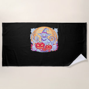 Halloween Cute Ghost Pumpkin Cat Classic T-Shirt Beach Towel