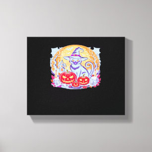 Halloween Cute Ghost Pumpkin Cat Classic T-Shirt Canvas Print