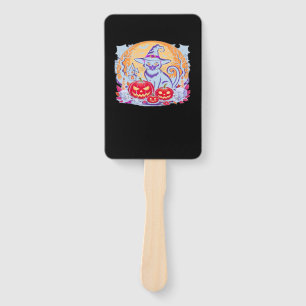 Halloween Cute Ghost Pumpkin Cat Classic T-Shirt Hand Fan