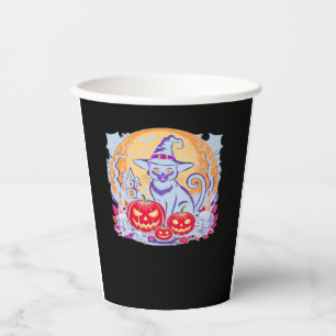 Halloween Cute Ghost Pumpkin Cat Classic T-Shirt Paper Cups
