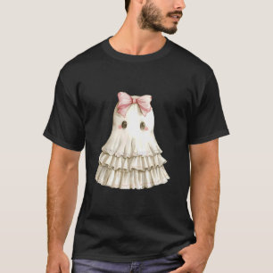 Halloween Cute Ghost Shy Pink Coquette Bow Aesthet T-Shirt