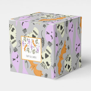 Halloween Cute Ghost Skull Doodle Pattern Grey Favour Box
