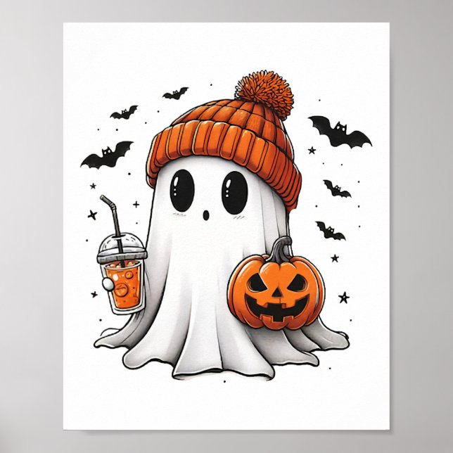 Halloween Cute Ghost Spice Womens Fall Spooky Seas Poster (Front)