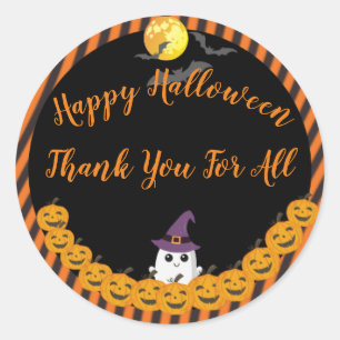 Halloween Cute Ghost Thank You Classic Round Sticker