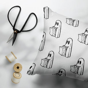 Halloween, Cute Ghost White, Trick Or Treat, Boo Decorative Cushion