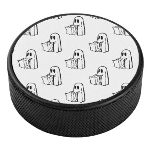 Halloween, Cute Ghost White, Trick Or Treat, Boo Hockey Puck
