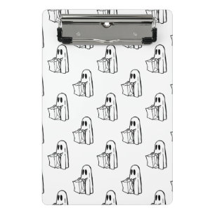 Halloween, Cute Ghost White, Trick Or Treat, Boo Mini Clipboard