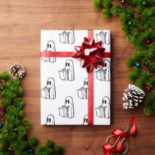 Halloween, Cute Ghost White, Trick Or Treat, Boo Wrapping Paper