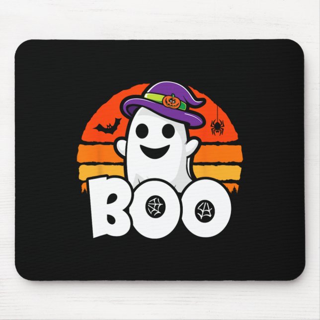 Halloween - Cute Ghost Witch - Boo - Funny Hallowe Mouse Mat (Front)