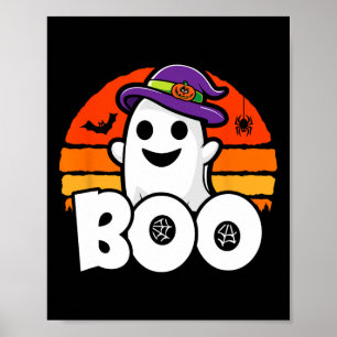 Halloween - Cute Ghost Witch - Boo - Funny Hallowe Poster