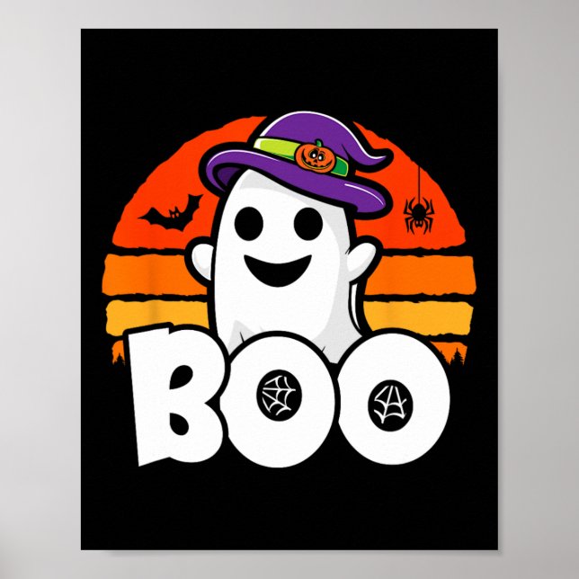 Halloween - Cute Ghost Witch - Boo - Funny Hallowe Poster (Front)