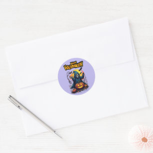 Halloween: Cute Ghosts and Pumpkin Family Classic Round Sticker