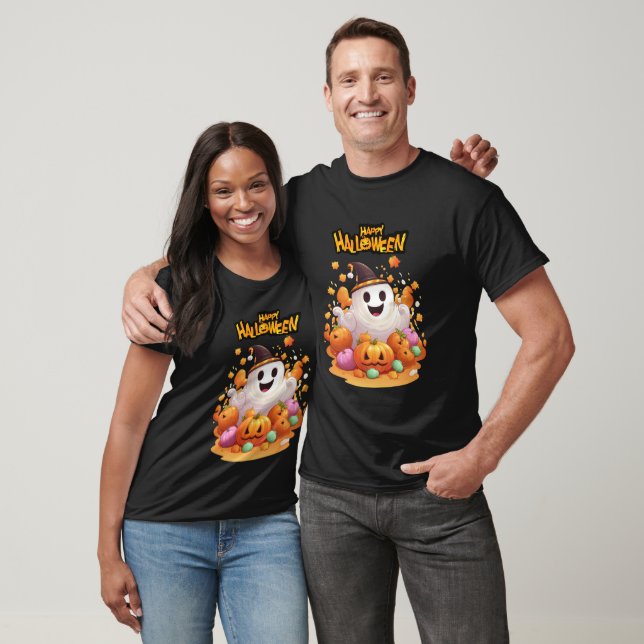 Halloween: Cute Ghosts and Pumpkin Family T-Shirt (Unisex)