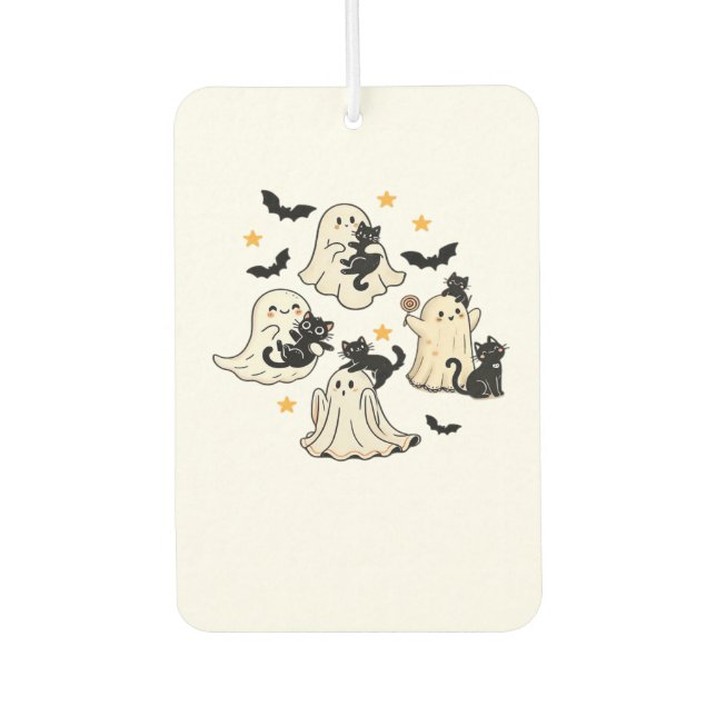 Halloween Cute Ghosts Bats Black Cats Oversized T- Car Air Freshener (Front)