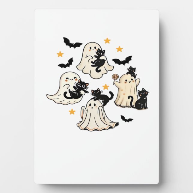 Halloween Cute Ghosts Bats Black Cats Oversized T- Plaque (Front)