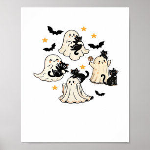 Halloween Cute Ghosts Bats Black Cats Oversized T- Poster