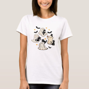 Halloween Cute Ghosts Bats Black Cats Oversized T- T-Shirt