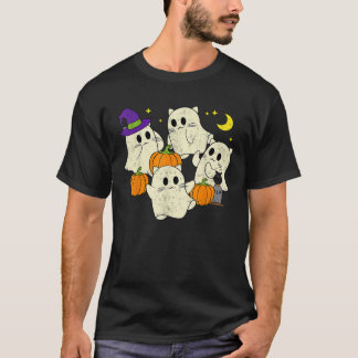 Halloween Cute Ghosts Kitten Cat Lover Pumpkin Aut T-Shirt