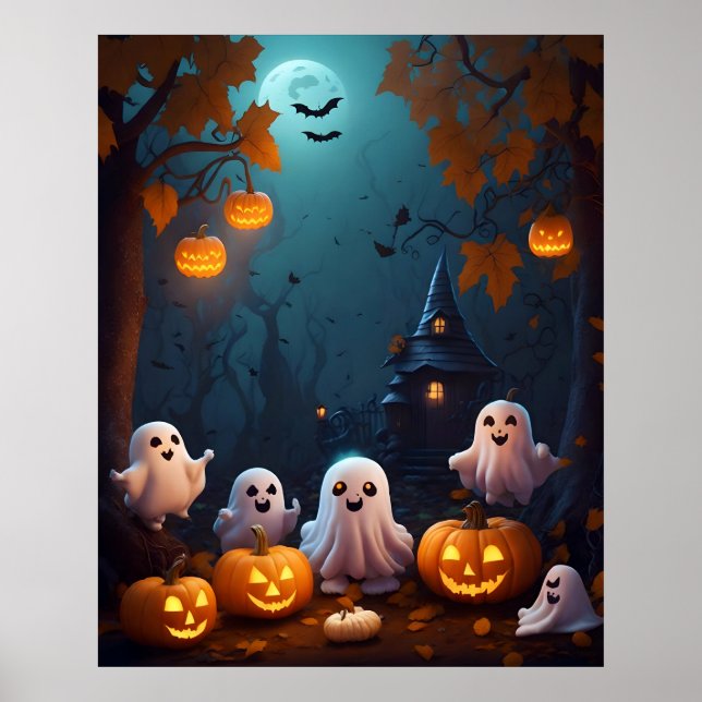 Halloween Cute Ghosts Poster (Front)