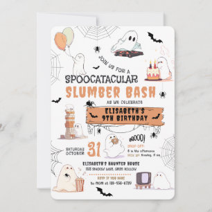 Halloween Cute Ghosts Slumber Party Invitation