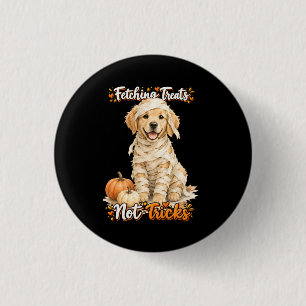 Halloween Cute Golden Retriever Mummy Tricks Black 3 Cm Round Badge