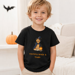 Halloween Cute Golden Retriever Wizard Spells Baby T-Shirt