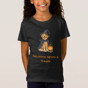 Halloween Cute Golden Retriever Wizard Spells T-Shirt