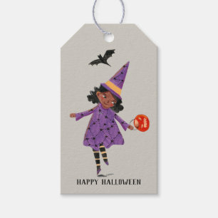 Halloween cute grey and purple Trick and Treat   Gift Tags