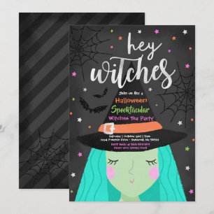 Halloween Cute Hey Witches Halloween Tea Party Invitation