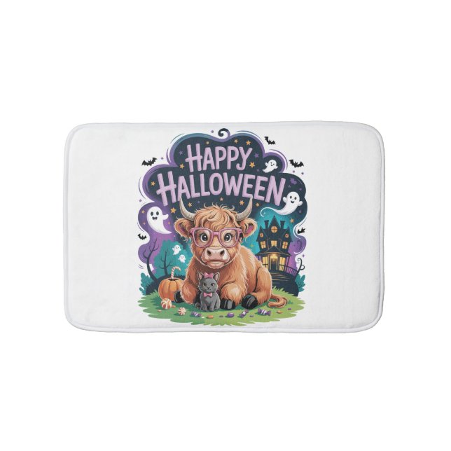 Halloween Cute Highland Cow (2) Bath Mat (Front)