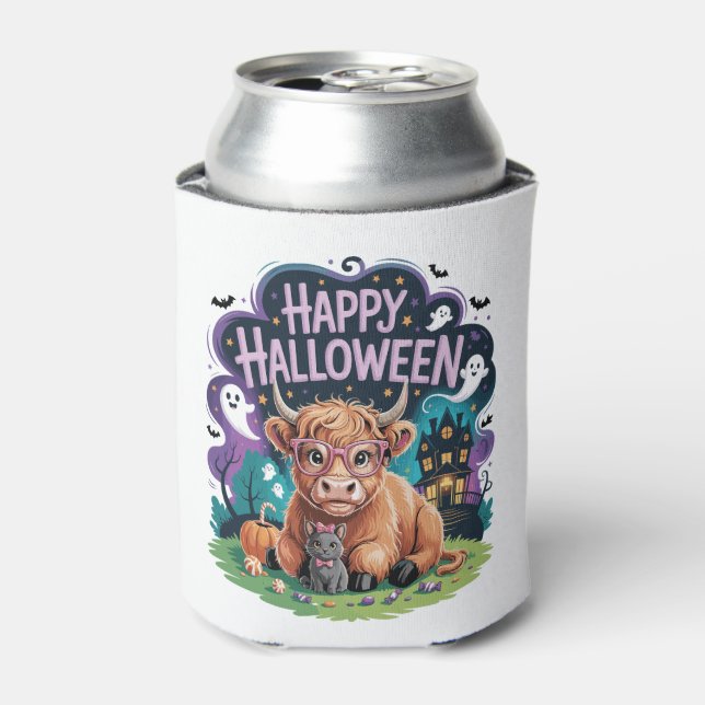 Halloween Cute Highland Cow (2) Can Cooler (Can Front)