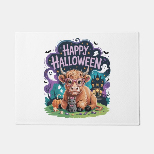 Halloween Cute Highland Cow (2) Doormat (Front)