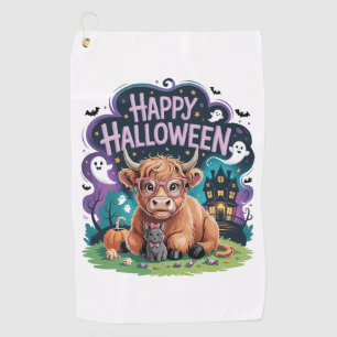 Halloween Cute Highland Cow (2) Golf Towel